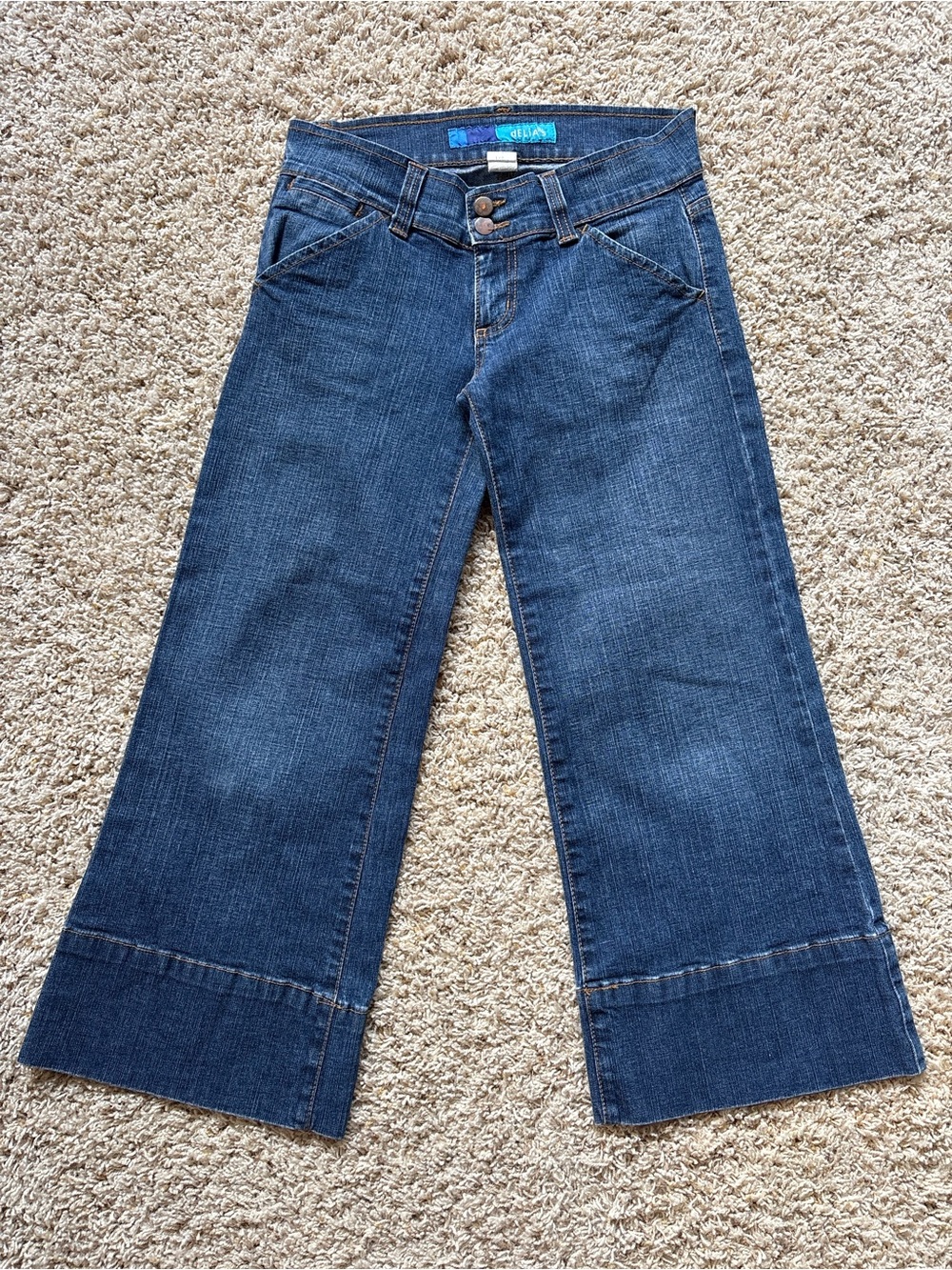 DELiA*S Vintage Y2K Dream Jeans - Gaucho Style Crop Wide Leg Low Rise Sz 1 - 2
